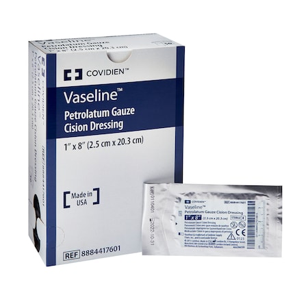 Vaseline Petrolatum Impregnated Dressing, 1 x 8 Inch, Sterile, 50PK 8884417601